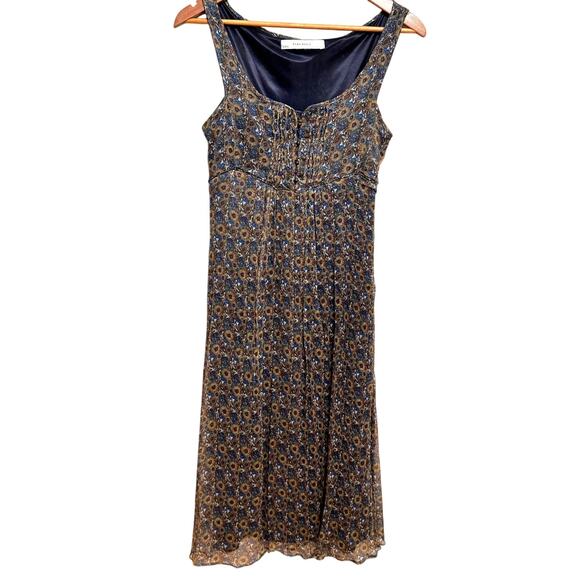 Zara Dresses & Skirts - Zara Basic Floral Midi Dress M Sleeveless Boho Ruched Bodice Peasant Cottagecore